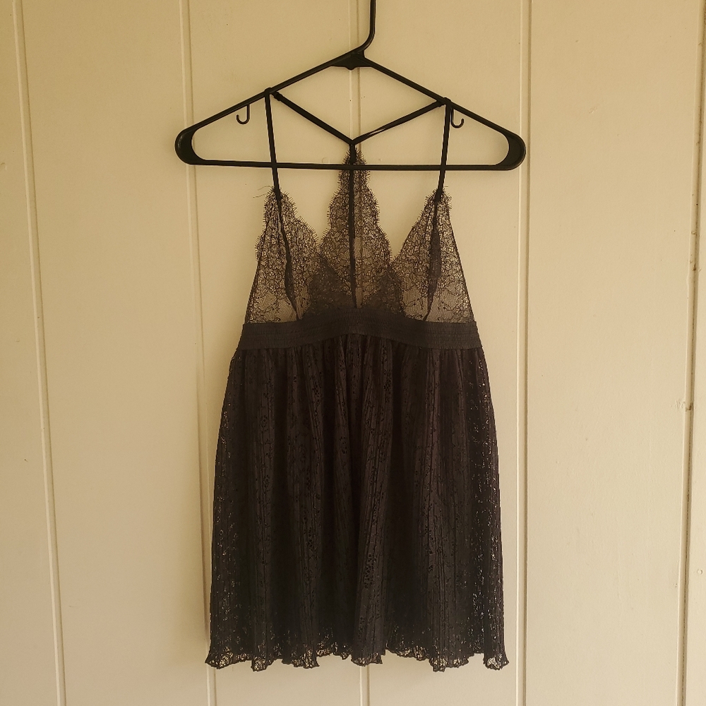 Victoria's Secret Very Sexy Babydoll Black Sheer Lace Top Negligee Gown Medium